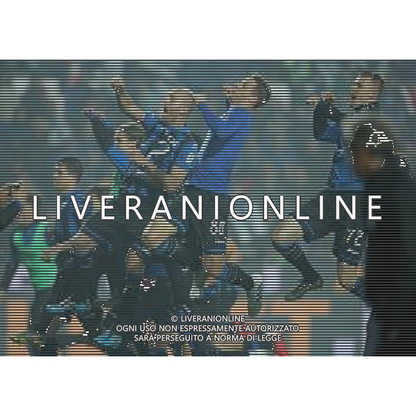 Coppa Italia TIM Cup 2018/2019 Semifinale Ritorno Bergamo - 25.04.2019 Atalanta-Fiorentina Nella Foto: esultanza dei giocatori dell’atalanta che festeggiano la vittoria a fine gara - masiello pasalic ilicic /Ph.Vitez-Ag. Aldo Liverani