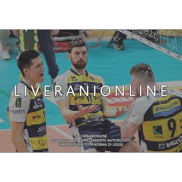 MODENA 25 04 2019 MODENA-PERUGIA 3-0 GARA 4 SEMIFINALE DEL CAMPIONATO NELLA FOTO DISPERAZIONE ANZANI CHRISTIANSEN E ZAYTSEV MODENA ©SANNA / AGENZIA ALDO LIVERANI SAS
