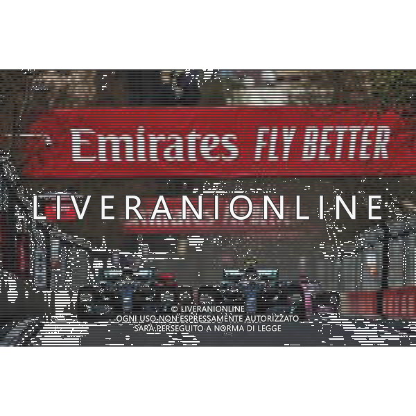 Valtteri Bottas (FIN) Mercedes AMG F1 W10 leads team mate Lewis Hamilton (GBR) Mercedes AMG F1 W10 at the start of the race. 28.04.2019. Formula 1 World Championship, Rd 4, Azerbaijan Grand Prix, Baku Street Circuit, Azerbaijan, Race Day. AG ALDO LIVERANI SAS-ONLY ITALY