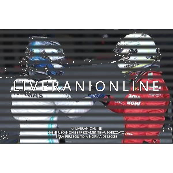1st place Valtteri Bottas (FIN) Mercedes AMG F1 with 3rd place Sebastian Vettel (GER) Ferrari. 28.04.2019. Formula 1 World Championship, Rd 4, Azerbaijan Grand Prix, Baku Street Circuit, Azerbaijan, Race Day. AG ALDO LIVERANI SAS-ONLY ITALY