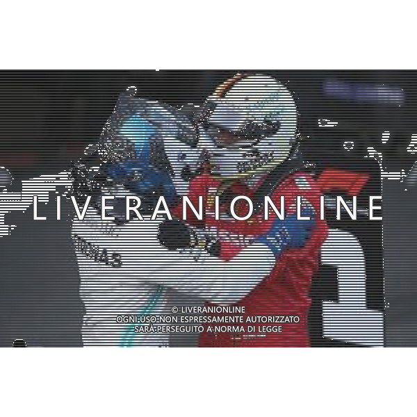 1st place Valtteri Bottas (FIN) Mercedes AMG F1 and 3rd place Sebastian Vettel (GER) Ferrari. 28.04.2019. Formula 1 World Championship, Rd 4, Azerbaijan Grand Prix, Baku Street Circuit, Azerbaijan, Race Day. AG ALDO LIVERANI SAS-ONLY ITALY