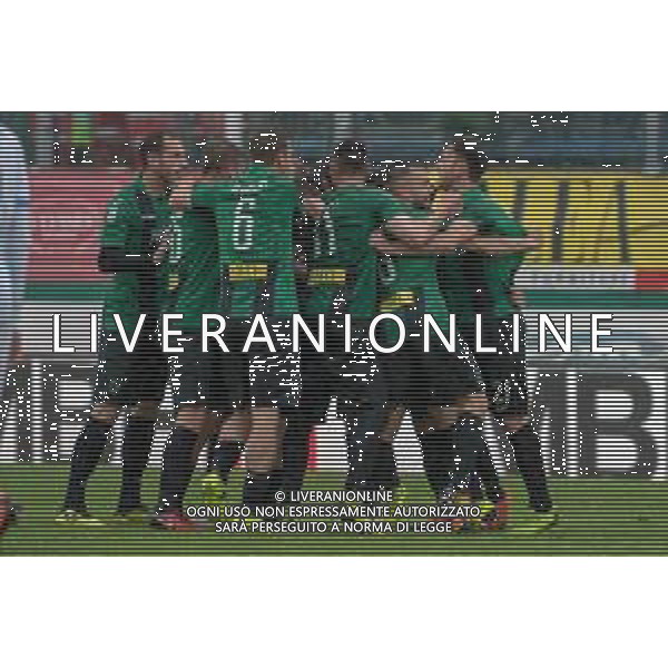 Calcio Serie C Gir.B: Pordenone Vs Giana Erminio, stadio Ottavio Bottecchia Pordenone (PN), 28 aprile 2019 esultanza dopo il gol di Candellone che festeggia con i compagni © ALESSIO MARINI / AGENZIA ALDO LIVERANI SAS