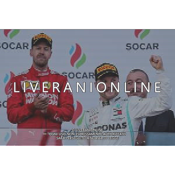 Race winner Valtteri Bottas (FIN) Mercedes AMG F1 celebrates on the podium. 28.04.2019. Formula 1 World Championship, Rd 4, Azerbaijan Grand Prix, Baku Street Circuit, Azerbaijan, Race Day. AG ALDO LIVERANI SAS-ONLY ITALY
