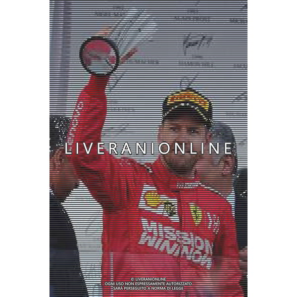 Sebastian Vettel (GER) Ferrari celebrates his third position on the podium. 28.04.2019. Formula 1 World Championship, Rd 4, Azerbaijan Grand Prix, Baku Street Circuit, Azerbaijan, Race Day. AG ALDO LIVERANI SAS-ONLY ITALY