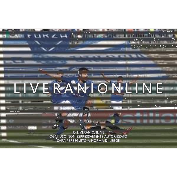 esultanza gol 1-0 di Daniele Dessena, Brescia - Ascoli partita di serie B, Brescia 1 maggio 2019. AG ALDO LIVERANI SAS
