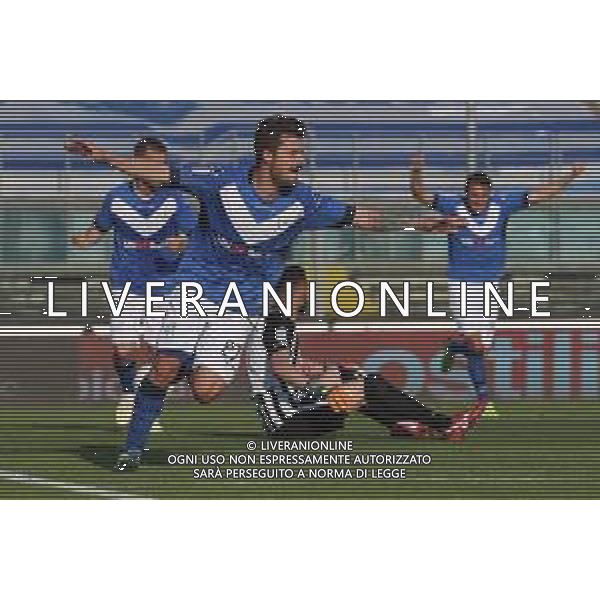 esultanza gol 1-0 di Daniele Dessena, Brescia - Ascoli partita di serie B, Brescia 1 maggio 2019. AG ALDO LIVERANI SAS
