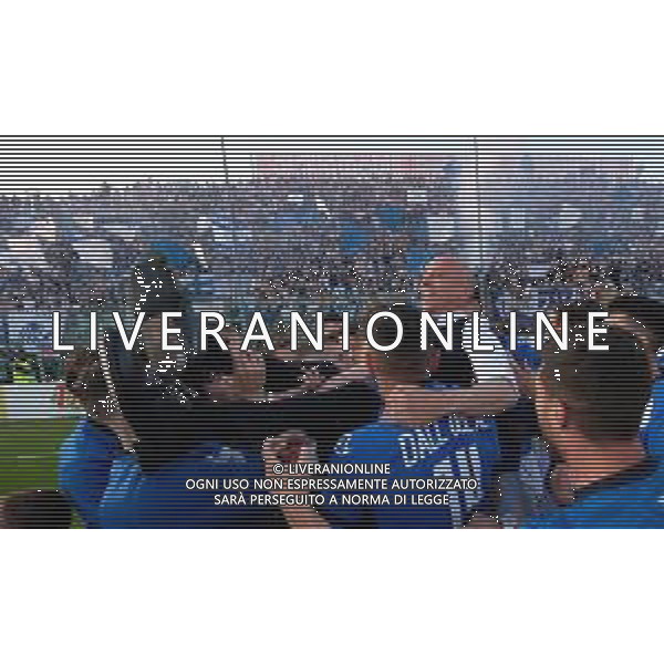 eugenio Corini festegiamenti per la serie A, Brescia vs Ascoli serie b, Brescia 1 maggio 2019 . AG ALDO LIVERANI SAS