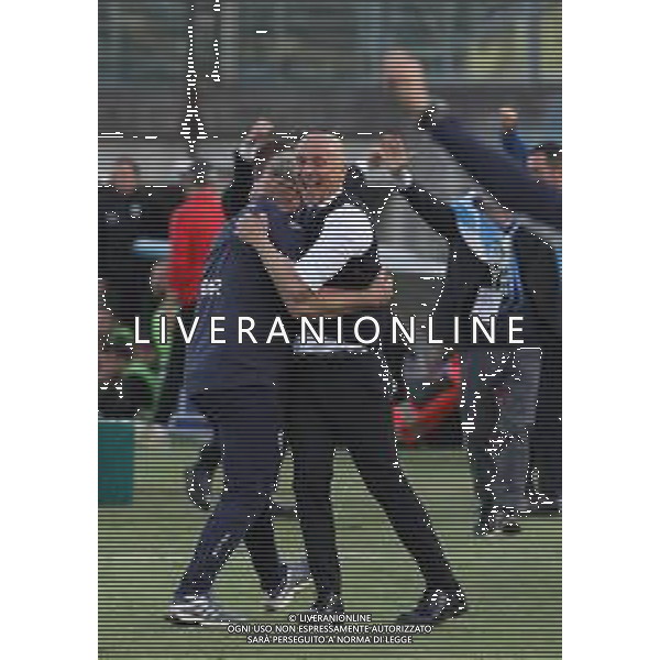 esultanza a fine partita di Eugenio Corini allenatore del Brescia Calcio , Brescia - Ascoli partita di serie B, Brescia 1 maggio 2019. AG ALDO LIVERANI SAS