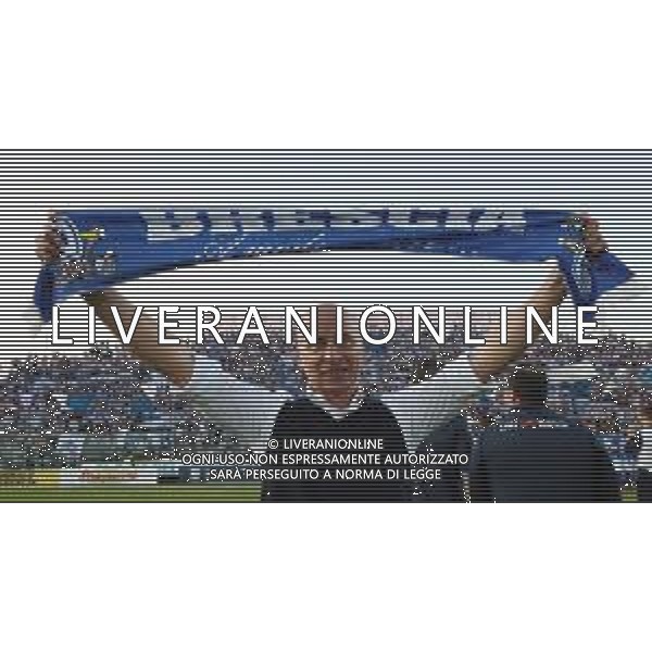 esultanza a fine partita di Eugenio Corini allenatore del Brescia Calcio , Brescia - Ascoli partita di serie B, Brescia 1 maggio 2019. AG ALDO LIVERANI SAS