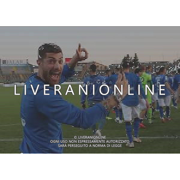 esultanza a fine partita di Sabelli Stefano , Brescia - Ascoli partita di serie B, Brescia 1 maggio 2019. AG ALDO LIVERANI SAS