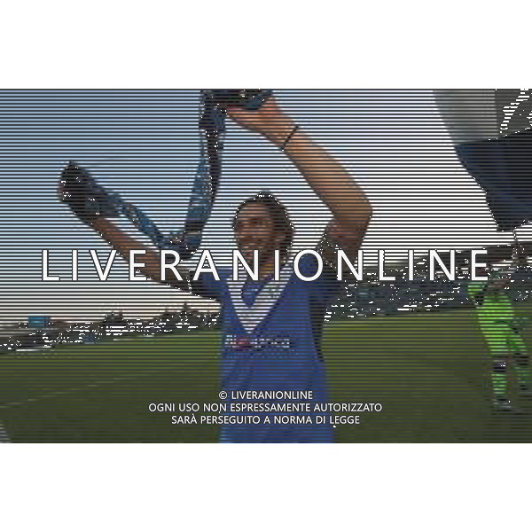 esultanza a fine partita di Ernesto Torregrossa , Brescia - Ascoli partita di serie B, Brescia 1 maggio 2019. AG ALDO LIVERANI SAS