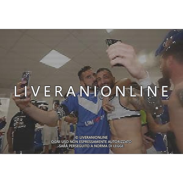esultanza a fine partita negli spogliatoi di Luca Tremolada e Jacopo Dall’Oglio , Brescia - Ascoli partita di serie B, Brescia 1 maggio 2019. AG ALDO LIVERANI SAS