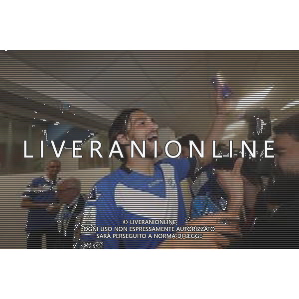 esultanza a fine partita negli spogliatoi di Ernesto Torregrossa , Brescia - Ascoli partita di serie B, Brescia 1 maggio 2019. AG ALDO LIVERANI SAS
