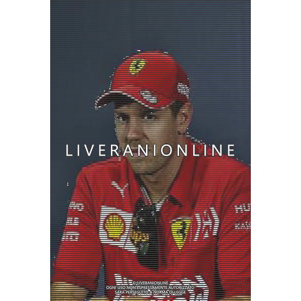 Sebastian Vettel (GER) Ferrari in the FIA Press Conference. 09.05.2019. Formula 1 World Championship, Rd 5, Spanish Grand Prix, Barcelona, Spain, Preparation Day. AG ALDO LIVERANI SAS-ONLY ITALY