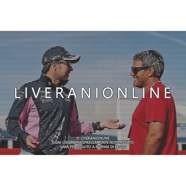 (L to R): Sergio Perez (MEX) Racing Point F1 Team with Juan Pablo Montoya (COL). 10.05.2019. Formula 1 World Championship, Rd 5, Spanish Grand Prix, Barcelona, Spain, Practice Day. AG ALDO LIVERANI SAS-ONLY ITALY