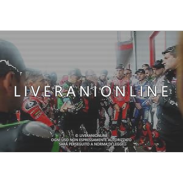 IMOLA 12 05 2019 SUPERBIKE GARA DUE ANNULLATA PER LA PIOGGIA NELLA FOTO BRIEFING TRA PILOTI E DORNA PER DECIDERE SE LA PISTA SIA IDONEA PER LA GARA 2 DI SUPERBIKE ©SANNA / AGENZIA ALDO LIVERANI SAS
