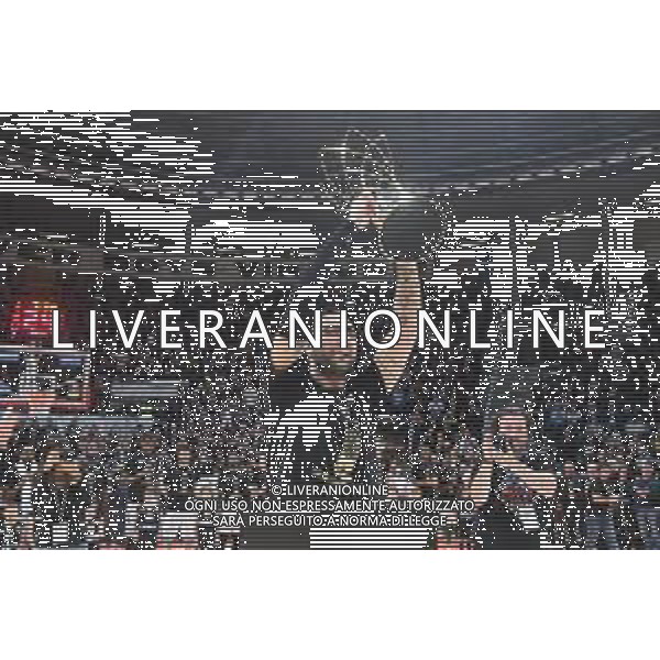 VIRTUS BOLOGNA - VARESE BASKET SERIE A1 12.05.2019 NELLA FOTO Pietro Aradori mostra la coppa campioni vinta in Champions ©OPTIMAFOTO / AGENZIA ALDO LIVERANI SAS