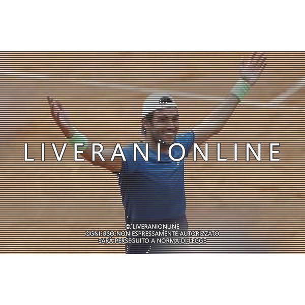 Roma 13/05/2019 - INTERNAZIONALI BNL D\' Italia 2019 - Alexander Zverev vs Matteo Berrettini - nella foto: Esultanza Matteo Berrettini ©Claudio Zamagni/Agenzia Aldo Liverani s.a.s. Matteo Berrettini during the mens match between Alexander Zverev and Matteo Berrettini at the The Internazionali BNL d\'Italia 2019 at Foro Italico on May 14, 2019 in Rome, Italy. / AGENZIA ALDO LIVERANI SAS