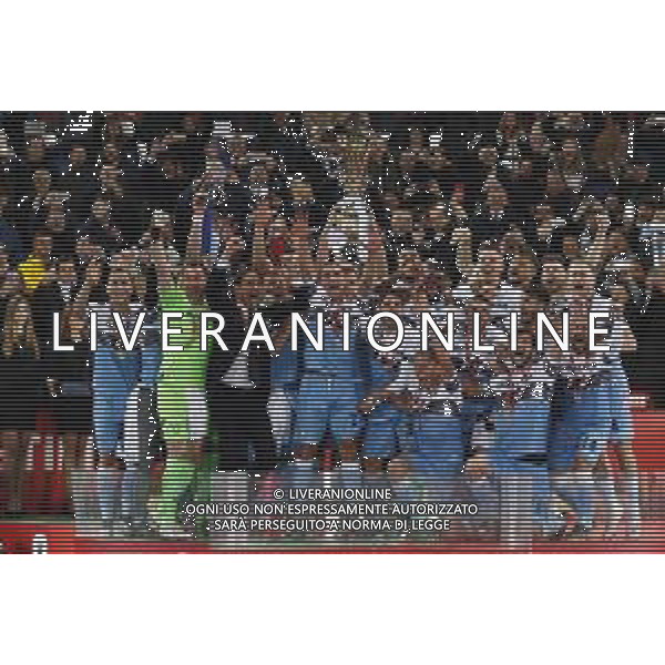 Atalanta - Lazio Finale di Coppa Italia 2019 TIM CUP 15/05/2019 - nella foto: esultanza finale con la coppa - premiazione ©Claudio Zamagni/Agenzia Aldo Liverani final exultation with the trophy during Italian TIM CUP final match between Atalanta and Lazio at Rome Olympic Stadium on May 15 2019 photo credit by Claudio Zamagni/Aldo Liverani Photo Agency / AGENZIA ALDO LIVERANI SAS
