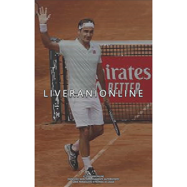 Roma 16/05/2019 - INTERNAZIONALI BNL D\' Italia 2019 - Joao Sousa vs Roger Federer - nella foto: Esultanza Roger Federer ©Claudio Zamagni/Agenzia Aldo Liverani s.a.s. Roger Federer during the match between Joao Sousa and Roger Federer at the The Internazionali BNL d\'Italia 2019 at Foro Italico on May 16, 2019 in Rome, Italy. Photo Credit by Claudio Zamagni-Aldo Liverani Photo Agency / AGENZIA ALDO LIVERANI SAS