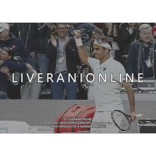 Roma 16/05/2019 - INTERNAZIONALI BNL D\' Italia 2019 - Borna Coric vs Roger Federer - nella foto: Esultanza Roger Federer ©Claudio Zamagni/Agenzia Aldo Liverani s.a.s. Roger Federer during the match between Borna Coric and Roger Federerat the The Internazionali BNL d\'Italia 2019 at Foro Italico on May 16, 2019 in Rome, Italy. Photo Credit by Claudio Zamagni-Aldo Liverani Photo Agency / AGENZIA ALDO LIVERANI SAS