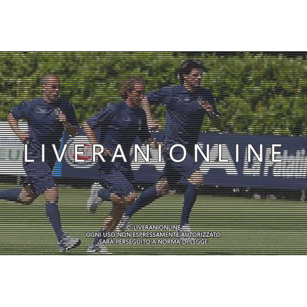 Coverciano 31/05/2005 Raduno e Allenamento della Nazionale Italiana Calcio nella foto vincenzo iaquinta, stefano aimo diana e fabio cannavaro ph gianni nucci/agenzia aldo liverani