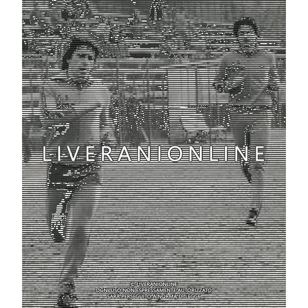 RETROSPETTIVA AGOSTINO DI BARTOLOMEI CALCIATORE NELLA FOTO AGOSTINO DI BARTOLOMEI IN ALLENAMENTO CON LA ROMA CALCIO E BRUNO CONTI AG ALDO LIVERANI SAS