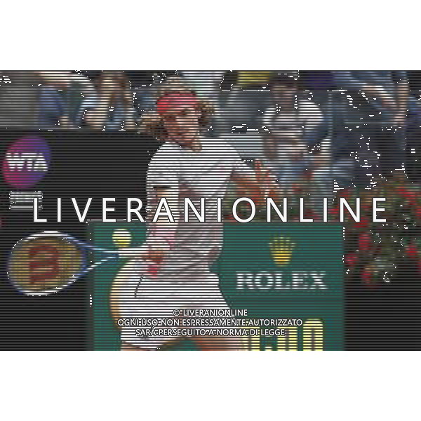 Roma 18/05/2019 - INTERNAZIONALI BNL D\' Italia 2019 - maschili - Stefanos Tsitsipas vs Rafael Nadal - nella foto: Stefanos Tsitsipas©Claudio Zamagni/Agenzia Aldo Liverani s.a.s. Stefanos Tsitsipas during the semi-finals match between Stefanos Tsitsipas and Rafael Nadal at the The Internazionali BNL d\'Italia 2019 at Foro Italico on May 18, 2019 in Rome, Italy. Photo Credit by Claudio Zamagni-Aldo Liverani Photo Agency / AGENZIA ALDO LIVERANI SAS