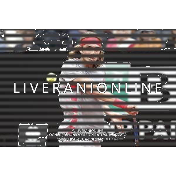 Roma 18/05/2019 - INTERNAZIONALI BNL D\' Italia 2019 - maschili - Stefanos Tsitsipas vs Rafael Nadal - nella foto: Stefanos Tsitsipas ©Claudio Zamagni/Agenzia Aldo Liverani s.a.s. Stefanos Tsitsipas during the semi-finals match between Stefanos Tsitsipas and Rafael Nadal at the The Internazionali BNL d\'Italia 2019 at Foro Italico on May 18, 2019 in Rome, Italy. Photo Credit by Claudio Zamagni-Aldo Liverani Photo Agency / AGENZIA ALDO LIVERANI SAS