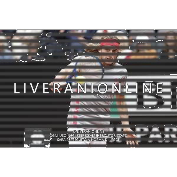 Roma 18/05/2019 - INTERNAZIONALI BNL D\' Italia 2019 - maschili - Stefanos Tsitsipas vs Rafael Nadal - nella foto: Stefanos Tsitsipas ©Claudio Zamagni/Agenzia Aldo Liverani s.a.s. Stefanos Tsitsipas during the semi-finals match between Stefanos Tsitsipas and Rafael Nadal at the The Internazionali BNL d\'Italia 2019 at Foro Italico on May 18, 2019 in Rome, Italy. Photo Credit by Claudio Zamagni-Aldo Liverani Photo Agency / AGENZIA ALDO LIVERANI SAS