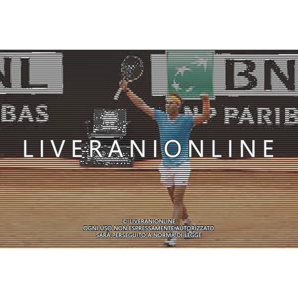 Roma 18/05/2019 - INTERNAZIONALI BNL D\' Italia 2019 - maschili - Stefanos Tsitsipas vs Rafael Nadal - nella foto: Esultanza Rafael Nadal ©Claudio Zamagni/Agenzia Aldo Liverani s.a.s. Rafael Nadal during the semi-finals match between Stefanos Tsitsipas and Rafael Nadal at the The Internazionali BNL d\'Italia 2019 at Foro Italico on May 18, 2019 in Rome, Italy. Photo Credit by Claudio Zamagni-Aldo Liverani Photo Agency / AGENZIA ALDO LIVERANI SAS