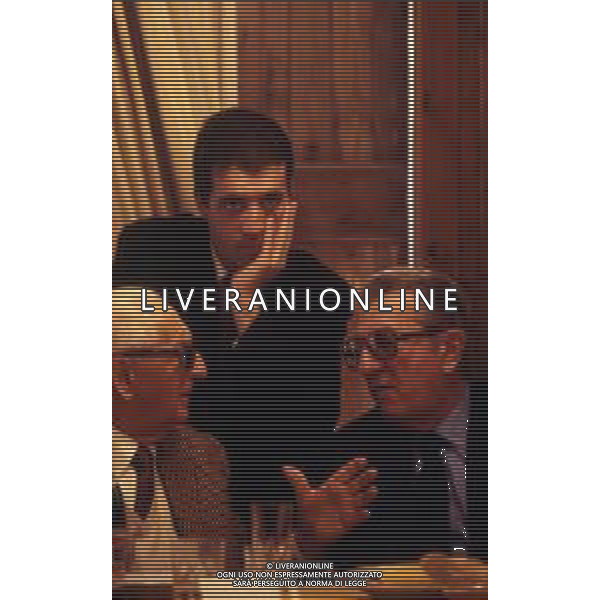 RETROSPETTIVA PIERO LARDI FERRARI IMPRENDITORE E DIRIGENTE SPORTIVO FIGLIO DI ENZO FERRARI NELLA FOTO PIERO LARDI FERRARI CON ENZO FERRARI E JEAN MARIE BALESTRE PRESIDENTE FOCA AG ALDO LIVERANI SAS