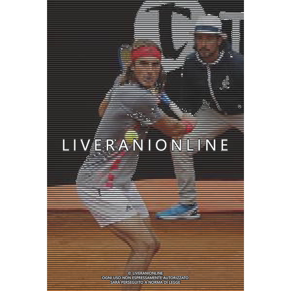 Roma 18/05/2019 - INTERNAZIONALI BNL D\' Italia 2019 - maschili - Stefanos Tsitsipas vs Rafael Nadal - nella foto: Stefanos Tsitsipas©Claudio Zamagni/Agenzia Aldo Liverani s.a.s. Stefanos Tsitsipas during the semi-finals match between Stefanos Tsitsipas and Rafael Nadal at the The Internazionali BNL d\'Italia 2019 at Foro Italico on May 18, 2019 in Rome, Italy. Photo Credit by Claudio Zamagni-Aldo Liverani Photo Agency / AGENZIA ALDO LIVERANI SAS