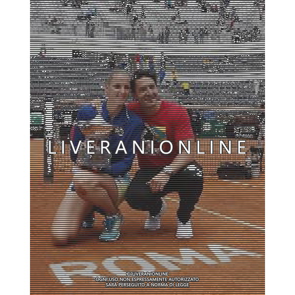 Roma 19/05/2019 - INTERNAZIONALI BNL D\' Italia 2019 - Finale Femminile - Johanna Konta vs Karolina Pliskova - nella foto: Karolina Pliskova con il marito ©Claudio Zamagni/Agenzia Aldo Liverani s.a.s. Karolina Pliskova and her husband during the Final Match between Johanna Konta and Karolina Pliskova at the The Internazionali BNL d\'Italia 2019 at Foro Italico on May 19, 2019 in Rome, Italy. Photo Credit by Claudio Zamagni-Aldo Liverani Photo Agency/ AGENZIA ALDO LIVERANI SAS