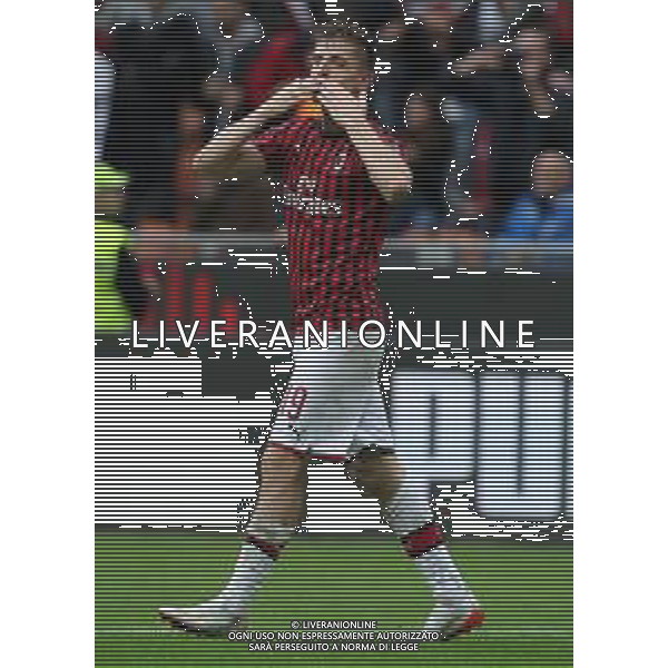 Campionato di Calcio Serie A TIM 2018/2019 37a Giornata Milano - 19.05.2019 Milan-Frosinone Nella Foto: esultanza dopo il gol di Krzysztof Piatek /Ph.Vitez-Ag. Aldo Liverani