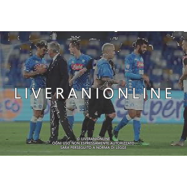 NAPOLI - INTER CAMPIONATO CALCIO SERIE A TIM 19.05.2019 NRELLA FOTO ESULTANZA DI CARLO ANCELOTTI, KEVIN MALCUIT A FINE GARA NAPOLI © MOSCA / AGENZIA ALDO LIVERANI SAS