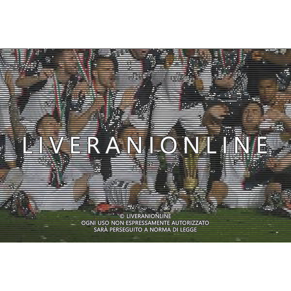 Torino 19-05-2019 Stadio Allianz Stadium Juventus vs Atalanta Serie A Tim 2018-2019 ©Falzone/Agenzia Aldo Liverani Nella foto: Premiazione Juventus Campione d\'Italia 2018/2019 - gruppo con la coppa - cristiano ronaldo, federico bernardeschi, miralem pjanic e leonardo bonucci e paulo dybala © AGENZIA ALDO LIVERANI SAS