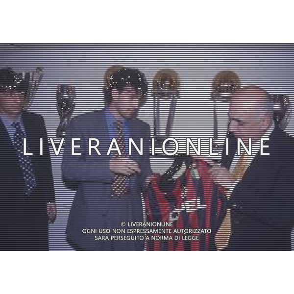RETROSPETTIVA ALESSANDRO MELLI CALCIATORE NELLA FOTO ALESSANDRO MELLI CON ADRIANO GALLIANI PRESENTAZIONE AL MILAN CALCIO AG ALDO LIVERANI SAS