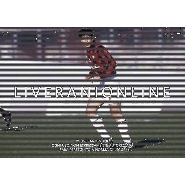 RETROSPETTIVA ALESSANDRO MELLI CALCIATORE NELLA FOTO ALESSANDRO MELLI CON LA MAGLIA DEL MILAN CALCIO AG ALDO LIVERANI SAS
