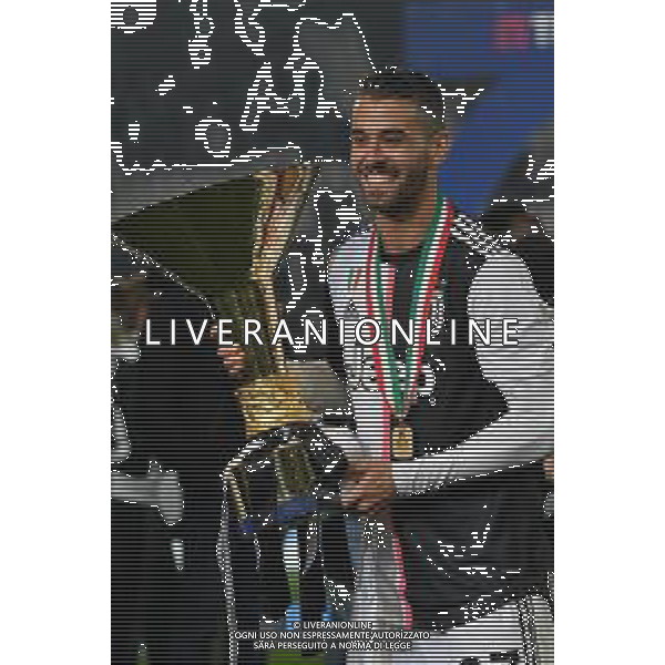 Torino 19-05-2019 Stadio Allianz Stadium Juventus vs Atalanta Serie A Tim 2018-2019 ©Falzone/Agenzia Aldo Liverani Nella foto: Leonardo Spinazzola con la coppa - Premiazione e Festeggiamenti a fine gara per la vittoria dello scudetto / AGENZIA ALDO LIVERANI SAS