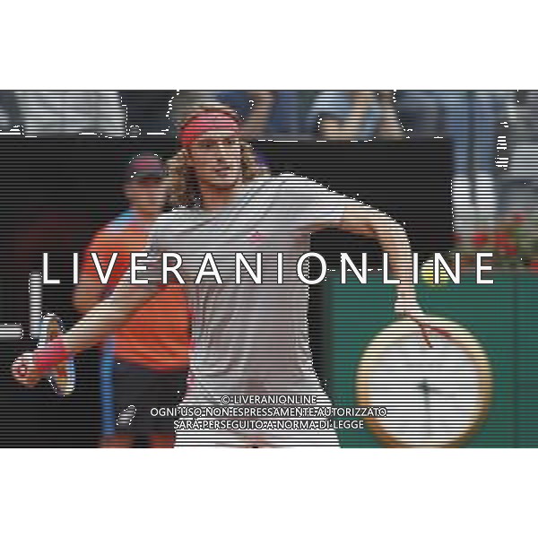 Roma 18/05/2019 - INTERNAZIONALI BNL D\' Italia 2019 - maschili - Stefanos Tsitsipas vs Rafael Nadal - nella foto: Stefanos Tsitsipas ©Claudio Zamagni/Agenzia Aldo Liverani s.a.s. Stefanos Tsitsipas during the semi-finals match between Stefanos Tsitsipas and Rafael Nadal at the The Internazionali BNL d\'Italia 2019 at Foro Italico on May 18, 2019 in Rome, Italy. Photo Credit by Claudio Zamagni-Aldo Liverani Photo Agency / AGENZIA ALDO LIVERANI SAS