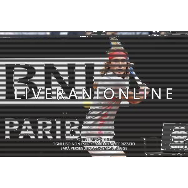 Roma 18/05/2019 - INTERNAZIONALI BNL D\' Italia 2019 - maschili - Stefanos Tsitsipas vs Rafael Nadal - nella foto: Stefanos Tsitsipas ©Claudio Zamagni/Agenzia Aldo Liverani s.a.s. Stefanos Tsitsipas during the semi-finals match between Stefanos Tsitsipas and Rafael Nadal at the The Internazionali BNL d\'Italia 2019 at Foro Italico on May 18, 2019 in Rome, Italy. Photo Credit by Claudio Zamagni-Aldo Liverani Photo Agency / AGENZIA ALDO LIVERANI SAS