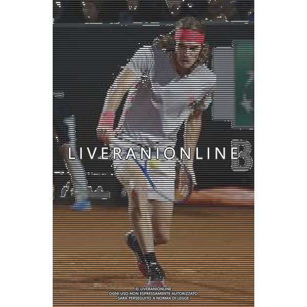 Roma 16/05/2019 - INTERNAZIONALI BNL D\' Italia 2019 - Stefanos Tsitsipas vs Fabio Fognini - nella foto: Stefanos Tsitsipas ©Claudio Zamagni/Agenzia Aldo Liverani s.a.s. Stefanos Tsitsipas during the match between Stefanos Tsitsipas and Fabio Fognini at The Internazionali BNL d\'Italia 2019 at Foro Italico on May 16, 2019 in Rome, Italy. Photo Credit by Claudio Zamagni-Aldo Liverani Photo Agency / AGENZIA ALDO LIVERANI SAS