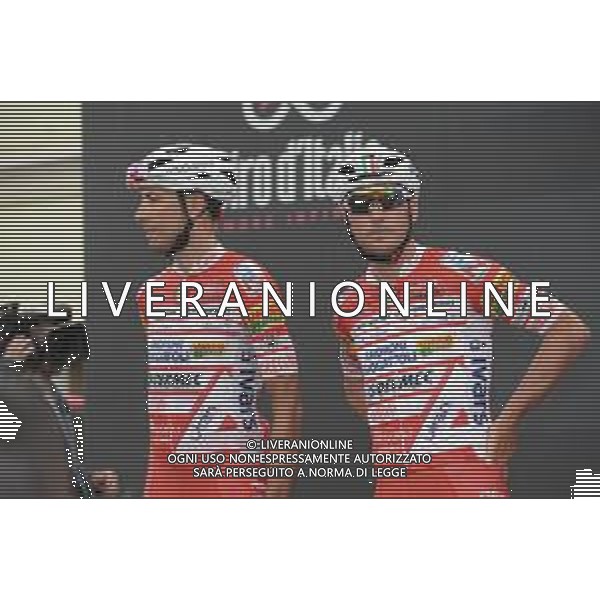 26-05-2019 Giro D\'italia; Tappa 15 Ivrea - Como; 2019, Androni Giocattoli - Sidermec; Montaguti, Matteo; Belletti, Manuel; Ivrea; ©SIROTTI / AGENZIA ALDO LIVERANI SAS