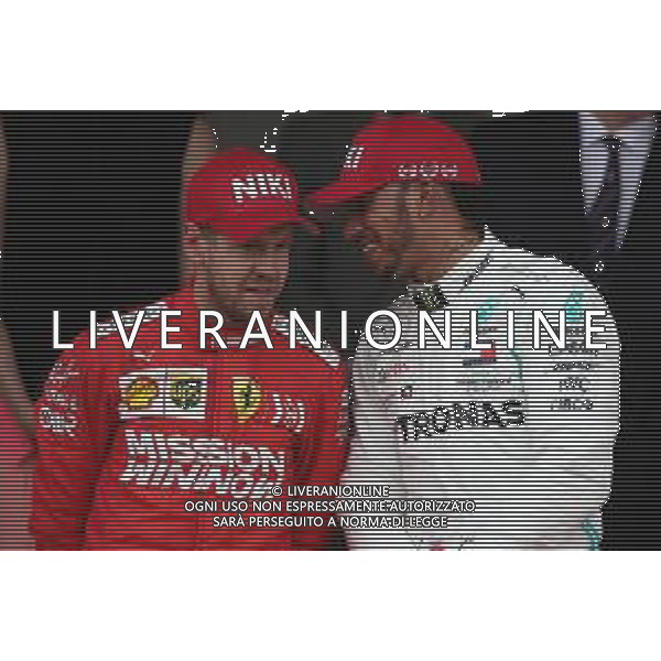 2nd place Sebastian Vettel (GER) Ferrari SF90 and 1st place Lewis Hamilton (GBR) Mercedes AMG F1 W10. 26.05.2019. Formula 1 World Championship, Rd 6, Monaco Grand Prix, Monte Carlo, Monaco, Race Day. AG ALDO LIVERANI SAS-ONLY ITALY