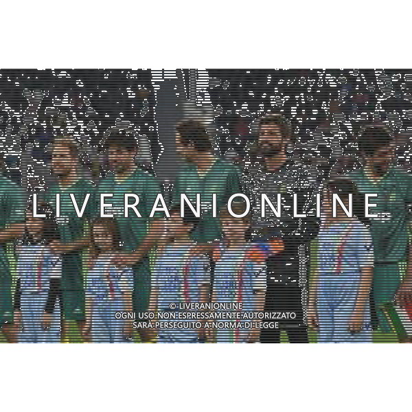Torino 27-05-2019 Allianz Stadium ©Falzone/Ag.Aldo Liverani sas 28a Partita del Cuore 2019 - Nazionale Cantanti vs Campioni della ricerca Nella foto: Sebastian Vettel, demetrio Albertini, john Elkann, Marco Storari e andrea Agnelli ©FALZONE / AGENZIA ALDO LIVERANI SAS