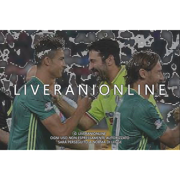 Torino 27-05-2019 Allianz Stadium ©Falzone/Ag.Aldo Liverani sas 28a Partita del Cuore 2019 - Nazionale Cantanti vs Campioni della ricerca Nella foto: Cristiano Ronaldo e Gianluigi Buffon e francescoTotti ©FALZONE / AGENZIA ALDO LIVERANI SAS