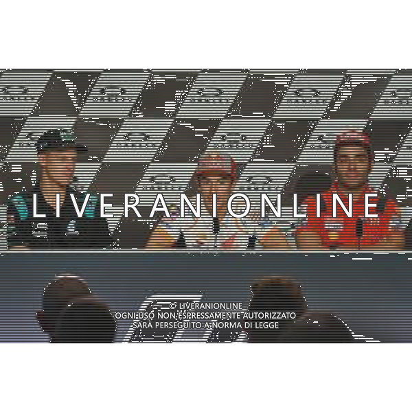 Fabio Quartararo, Marc Marquez e Danilo Petrucci durante la Press Conference dopo le qualificazioni. - GP del Mugello Qualifiche Prove Ufficiali del Gran Premio d\'Italia 01.06.2019 ©Alessio Marini / AGENZIA ALDO LIVERANI SAS