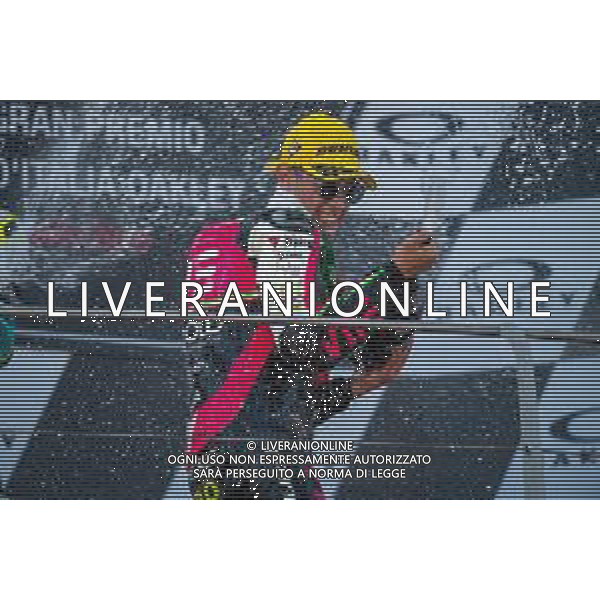 Tony Arbolino VNE Snipers sul podio della Moto3 - GP del Mugello Gara e Podio del Gran Premio d\'Italia 02.06.2019 ©Alessio Marini / AGENZIA ALDO LIVERANI SAS
