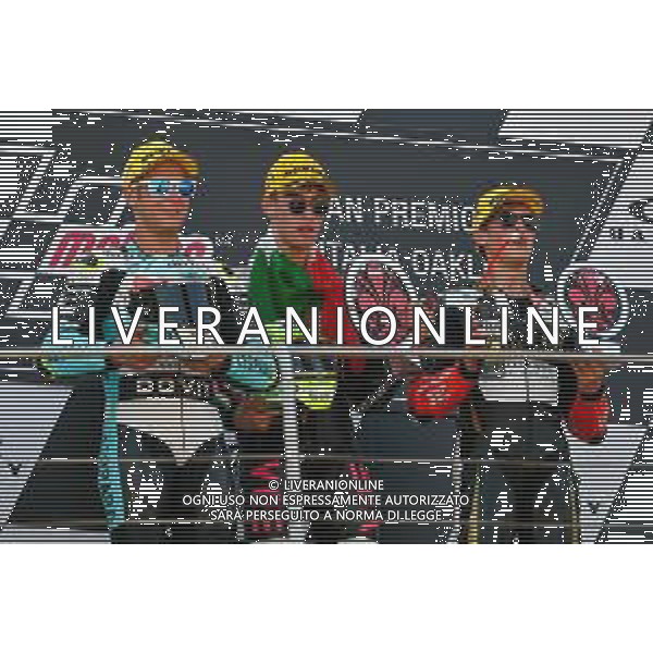 Podio della Moto3 Tony Arbolino, Lorenzo Dalla Porta, Jaume Masia. - GP del Mugello Gara e Podio del Gran Premio d\'Italia 02.06.2019 ©Alessio Marini / AGENZIA ALDO LIVERANI SAS